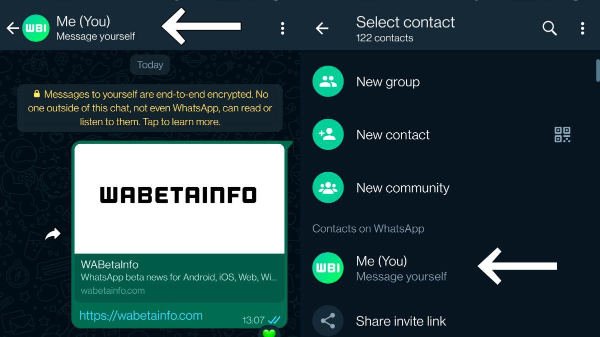 A new WhatsApp feature allows users to easily message yourself